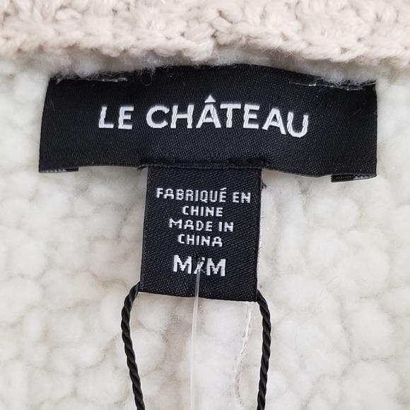 NWT Le Chateau Beige Faux Suede Sherpa Knit Vest Jacket Size Medium - Picture 6 of 7